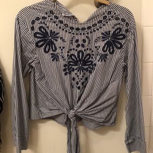 Zara striped and knotted top